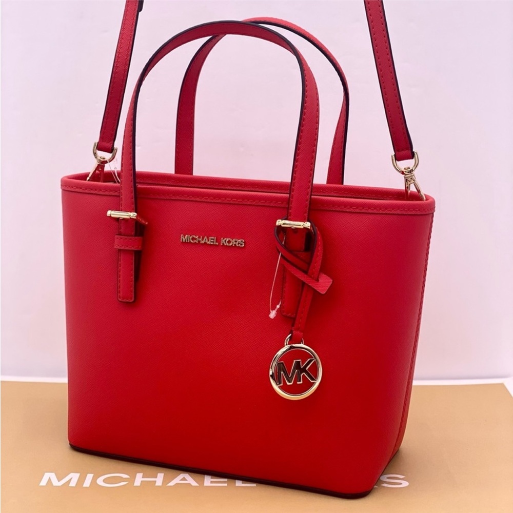 Michael Kors Jet Set Travel Extra-Small Saffiano Leather Top-Zip Tote Bag - Picture 6 of 11